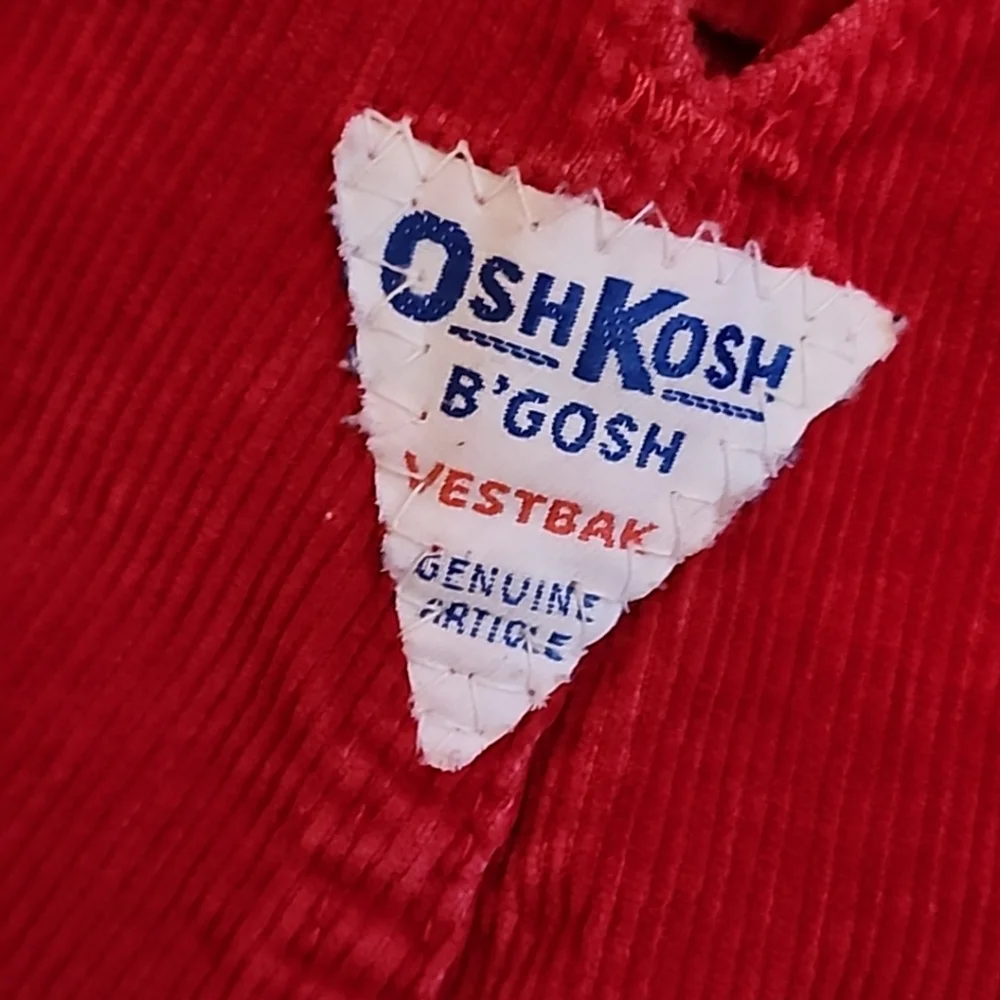 Y2k Oshkosh B’Gosh‎ vestbak corduroy overall dress 2t vgt red